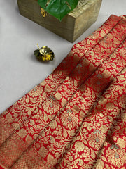 Deep Red Banaras Saree