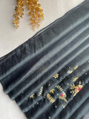Black Organza Embellished Saree