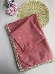 Onion Pink Organza Embellished Saree
