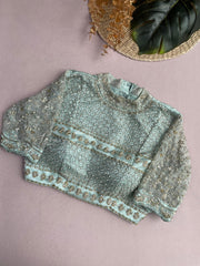 Powder Blue Embroidered Saree