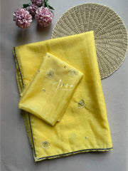 Lemon Yellow Organza Saree