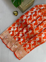 Deep Orange Banaras Saree