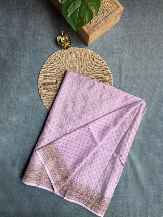 Pastel Lilac Georgette Banaras Saree