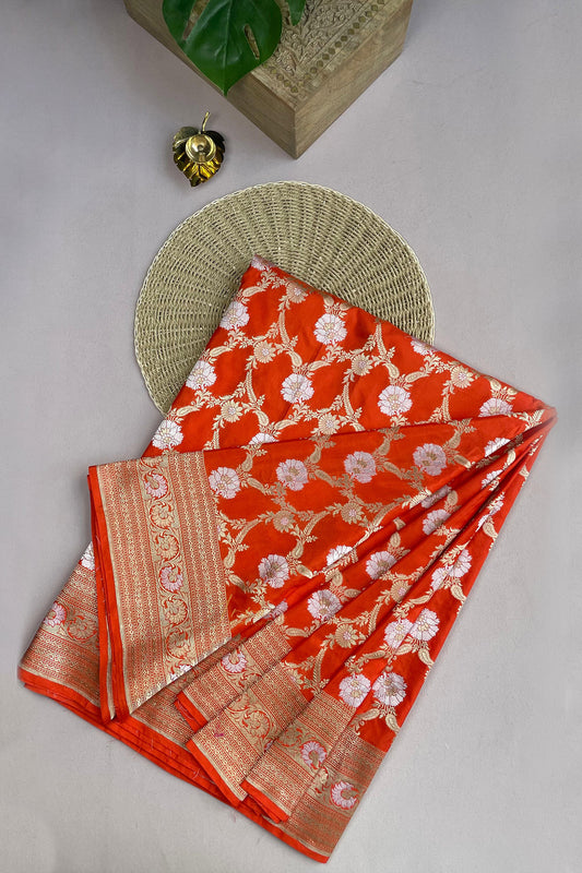Deep Orange Banaras Saree