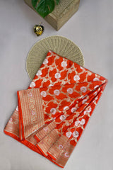 Deep Orange Banaras Saree