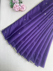 Purple Organza Embellished Saree