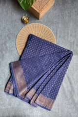 Navy blue Georgette Banaras Saree
