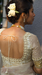 Ivory Organza Scallop Saree