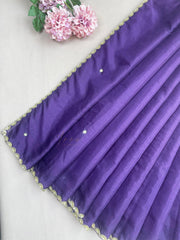 Purple Organza Embellished Saree