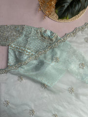 Powder Blue Embroidered Saree