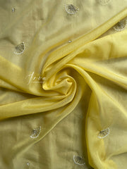 Lemon Yellow Organza Saree