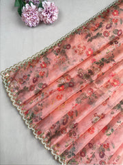 Floral Peach Organza Saree