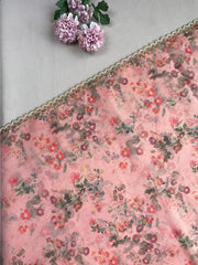 Floral Peach Organza Saree