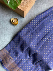 Navy blue Georgette Banaras Saree