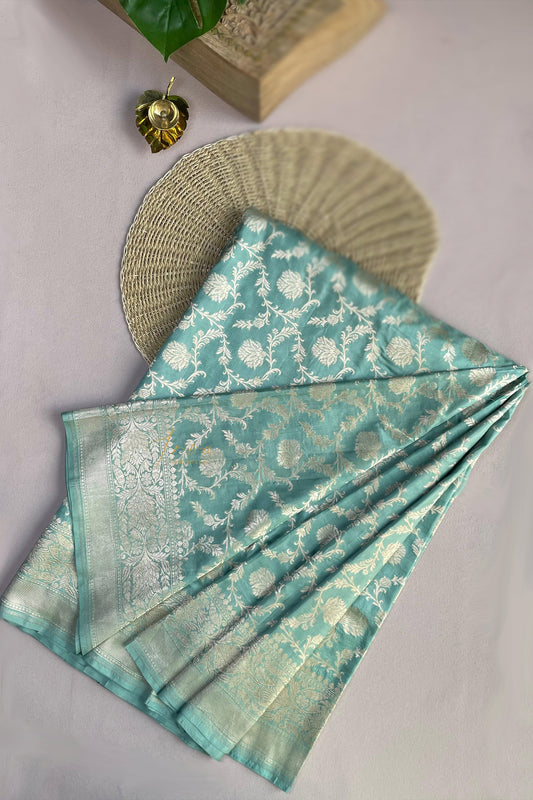 Pastel Turquoise Banaras Saree