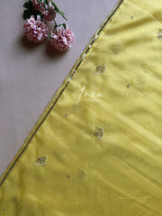 Lemon Yellow Organza Saree