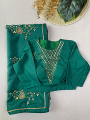 Forest Green Embroidered Organza Saree