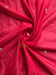 Red Organza Embellished Saree
