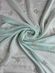 Powder Blue Embroidered Saree