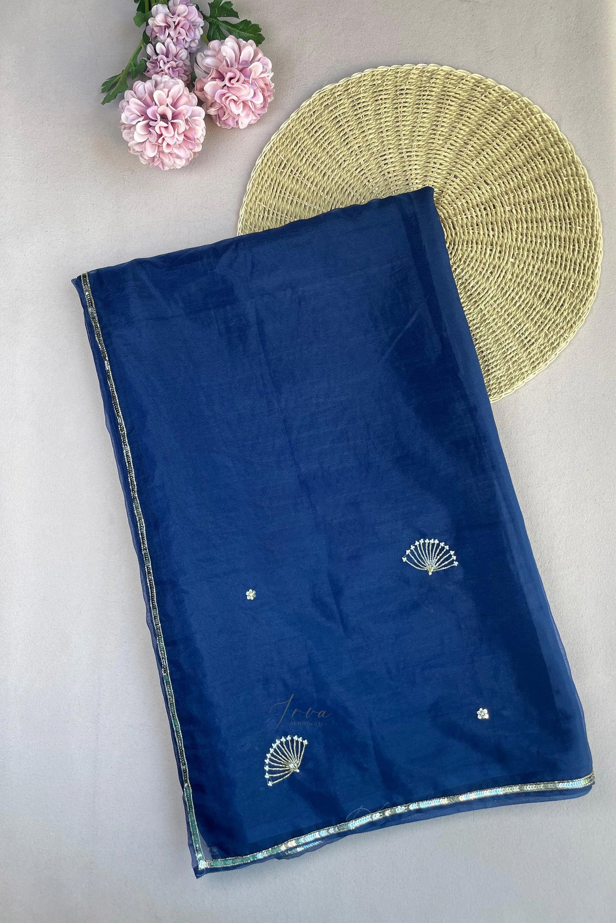 Navy Blue Organza Saree