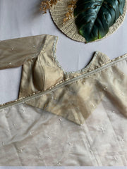 Beige Organza Saree