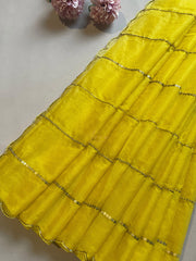 Deep Yellow Organza Saree
