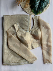 Beige Organza Saree