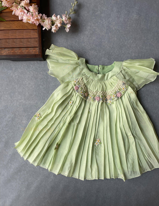 Pastel Green Embroidered Frock