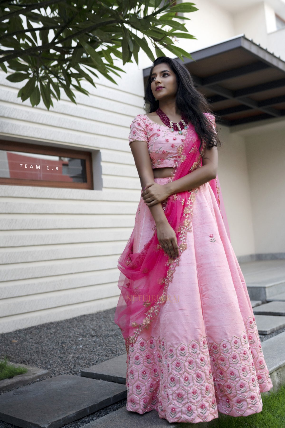 Pink Raw Silk Lehenga