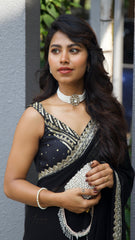 Black Georgette Border Saree