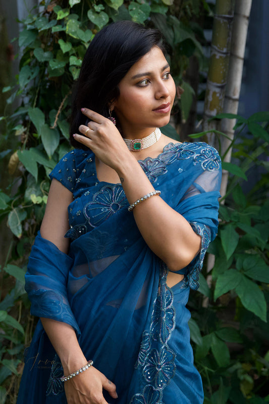 Twilight Cutwork Organza Saree
