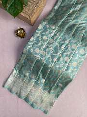 Pastel Turquoise Banaras Saree