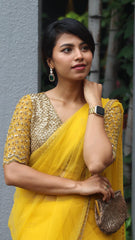 Golden Yellow Net Saree