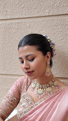 Peach Silk Saree With Handwork Border