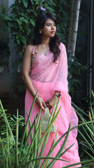 Candy Peach Organza Saree