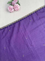 Purple Organza Embroidered Saree
