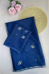 Navy Blue Organza Saree