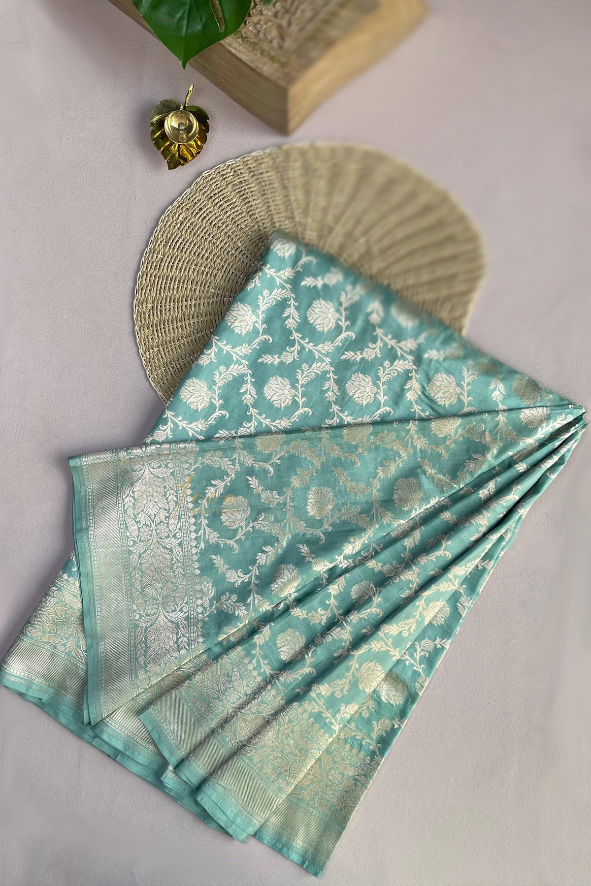 Pastel Turquoise Banaras Saree